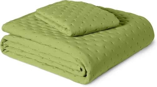 Vista 31 de Yaxa Basics - Juego de edredón de microfibra cepillada, extra suave con textura natural, 3 piezas, tamaño Queen/Full, verde