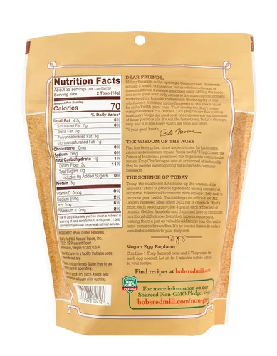 Vista 2 de Bob's Red Mill Harina de Linaza Dorada, 16oz (Paquete de 1) - Sin GMO, Vegano, Apto para dieta Paleo, Apto para dieta Keto, Kosher