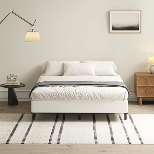 Vista 8 de Somier de 7 pulgadas para bases de cama matrimoniales, base de colchón de metal resistente con cubierta de tela, solo somier completo de perfil