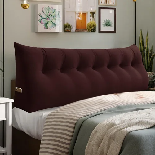 Vista 49 de Almohada de cabecero de 11 libras engrosada tamaño queen para sentarse en la cama, almohada de apoyo para la espalda para leer con bolsillo lateral
