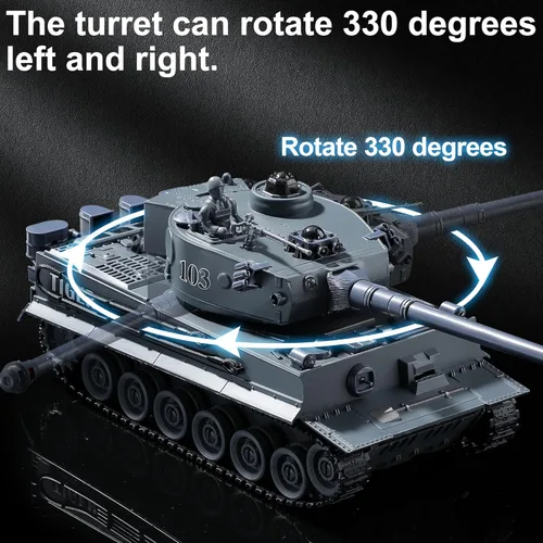 Vista 6 de Tanque Militar RC, Juguetes de Tanque del Ejército WW2 Tiger I con IR de Batalla, Vehículos Militares de Control Remoto de 2.4GHz con Luces