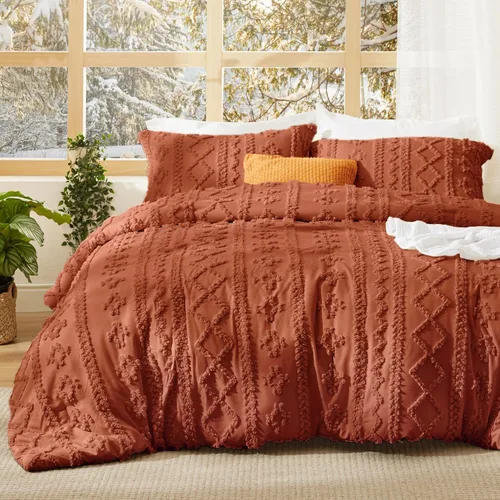Vista 33 de Bedsure Juego de colcha acolchada bohemio y empenachado, beige, GentleSoft™, 2 piezas, estilo rústico desgastado, pero chic, bordado, regalo mujer