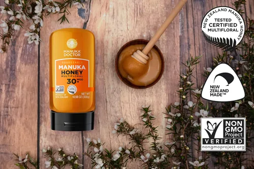 Vista 4 de MANUKA DOCTOR - MGO 30+ Multifloral SQUEEZY y MGO 825+ Monofloral Manuka Honey Value Bundle, 100% miel de Nueva Zelanda pura. Certificado.