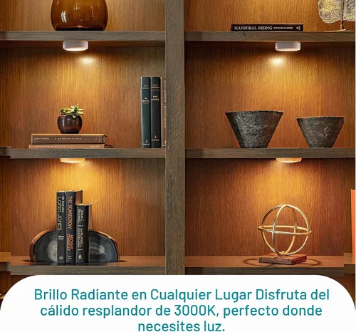Vista 2 de Bright Evolution - Luces para debajo del gabinete, iluminación de gabinete a pilas con tecnología táctil, luces LED de disco para cocina