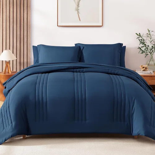 Vista 26 de Monbix Juego de ropa de cama tamaño Twin XL - Juego de 5 piezas extra largo para dormitorio, diseño acolchado, cama en una bolsa Twin XL