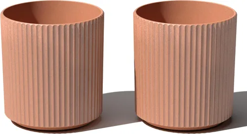 Vista 37 de Veradek Macetas Redondas Demi para Jardines de Interior/Exterior Hechas de Plástico - Mezcla de Hormigón con Agujeros de Drenaje Perfectas