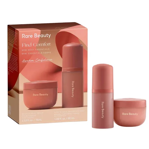 Rare Beauty Mini Find Comfort - Despierta la confianza - Set de regalo esencial para el cuerpo, mini crema corporal animosa y mini fragancia para el