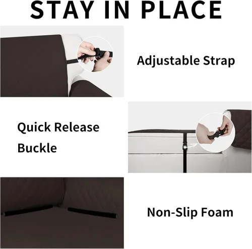 Vista 361 de Easy-Going - Funda reversible para sofá reclinable, resistente al agua, protector de muebles con correas elásticas, para mascotas y niños