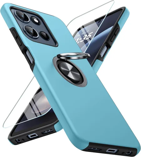 Vista 21 de JAME Funda para Moto G Stylus 2025, doble capa de protección de grado militar a prueba de golpes con soporte de anillo portátil atril, funda