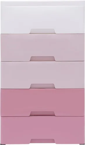 Vista 12 de Cajón de plástico de 5 capas para almacenamiento de ropa de bebé, cómoda de plástico con cajones de color beige, cajón de ropa, pequeños aparadores