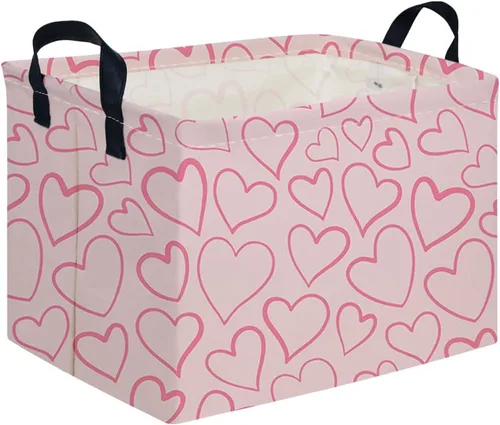 Vista 17 de FXOLCSHE - Canasta rectangular rosa de alpaca, canasta de lavandería impermeable plegable para guardería, canasta de juguetes para habitación