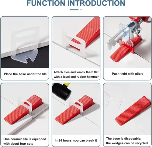Vista 3 de Clips de sistema de nivelación de azulejos de 1/8 de pulgada, 2000 piezas, clips niveladores de azulejos de 0.118 pulgadas, espaciadores