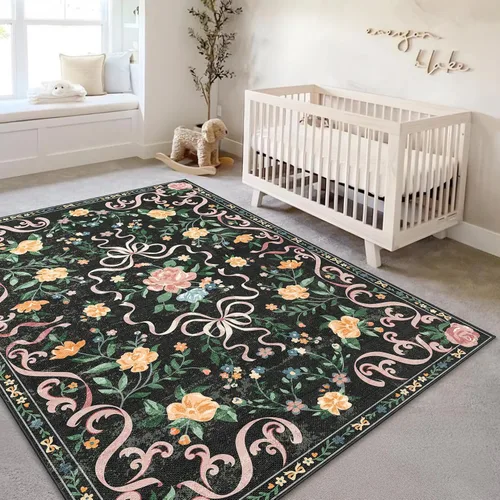 Vista 43 de Alfombras pequeñas de 2x3 pies para entrada, alfombra bohemia verde para baño, pasillo, alfombras de cocina vintage antideslizantes lavables