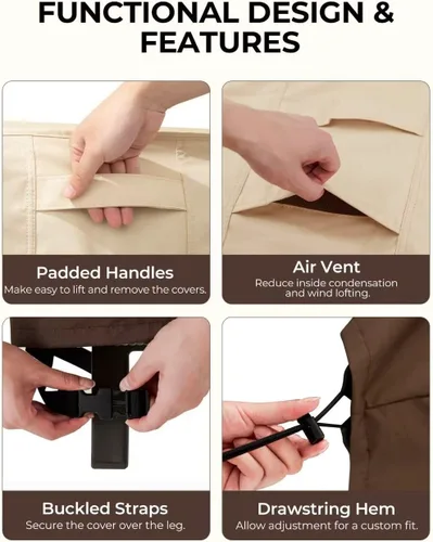 Vista 6 de Loriano Juego de fundas para muebles de patio, 3 piezas, impermeables, 600D resistentes al agua, juego de fundas para muebles de césped