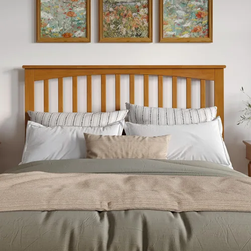 Vista 95 de AFI, Mission - Cabecero de madera maciza individual con cargador acoplable, color gris