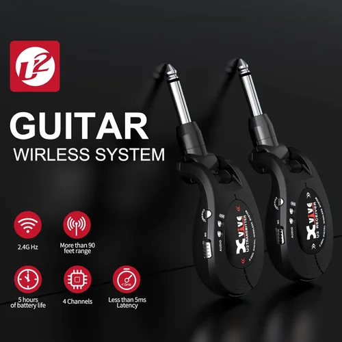 Vista 2 de Xvive Sistema inalámbrico de guitarra U2 con transmisor y receptor para guitarras eléctricas, bajo, violín (negro)