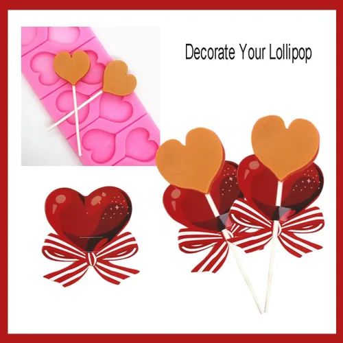 Vista 3 de Decoraciones de tarjetas de papel con forma de piruleta de corazón para el día de San Valentín, tarjetero de caramelo para pan de azúcar, paquete