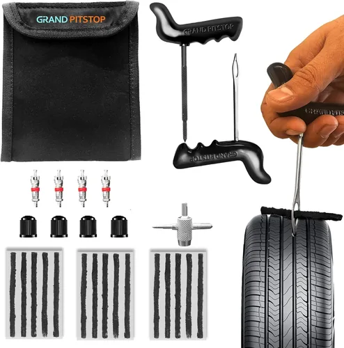 GRAND PITSTOP - Kit de reparación de neumáticos universal de 27 piezas, juego de herramientas de emergencia para automóviles resistente para