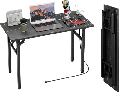 Vista 19 de TEMI Mesa de Computadora Pequeña Mesa Plegable - Escritorio de Oficina Plegable de 35.8", Sin Ensamblaje, Perfecto para Espacios Pequeños