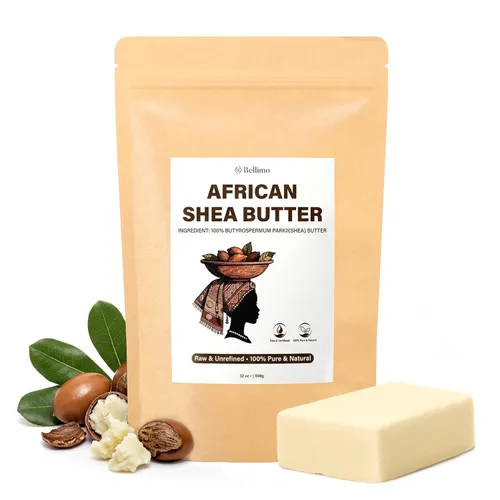 Raw Shea Butter, Unrefined African Shea Butter, Face & Body Care Moisturizer for Homemade Soap, Creams, and Lip Products with Premium Packaging (32