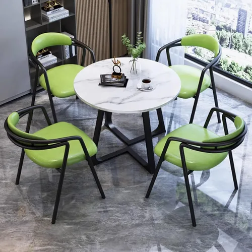 Vista 13 de YVYKFZD Juego de mesa redonda de comedor para cocina, sala de recepción de oficina, combinación de mesa y sillas de club, mesa de centro simple