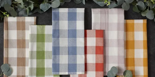 Vista 6 de DII Buffalo Check Kitchen Collection, juego de toallas de cocina estilo granja clásico, 20x30 pulgadas, verde antiguo, 3 piezas