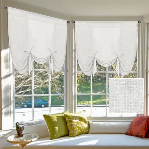 Vista 16 de H.VERSAILTEX Cortinas de lino con lazos de 63 pulgadas de largo, cortina de privacidad texturizada de lino natural, múltiples formas de colgar