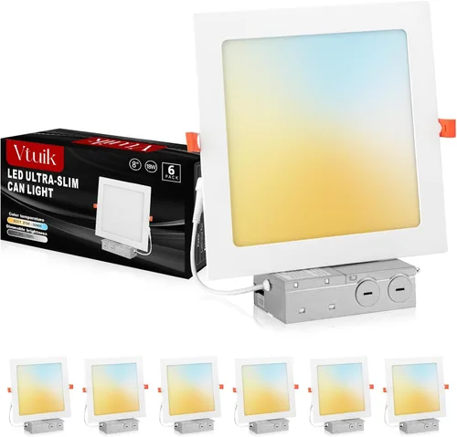 Vista 11 de Paquete de 8 luces LED empotrables de 13 cm para techo 7CCT para cocina, luz de techo delgada sin lata IC para baño, 10 W regulable 800 LM