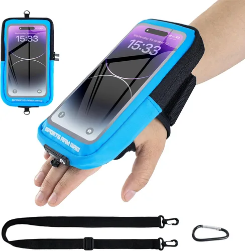 Vista 8 de Soporte para teléfono para correr, brazalete con mosquetón, brazaletes de teléfono para iPhone 17 16 15 14 13 12 11Pro Max y Galaxy S25/S24/S23
