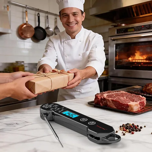 Vista 8 de Termómetro digital de carne para cocinar, asar y barbacoa - Termómetro de lectura instantánea ultrarrápida con diseño impermeable, retroiluminación
