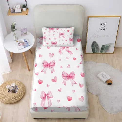 Vista 20 de MUSOLEI Sábanas Panda Sábanas ajustadas Lindas hojas de cama con conjunto de cama de animales 3D con orejas para niñas Conjunto de cama individual