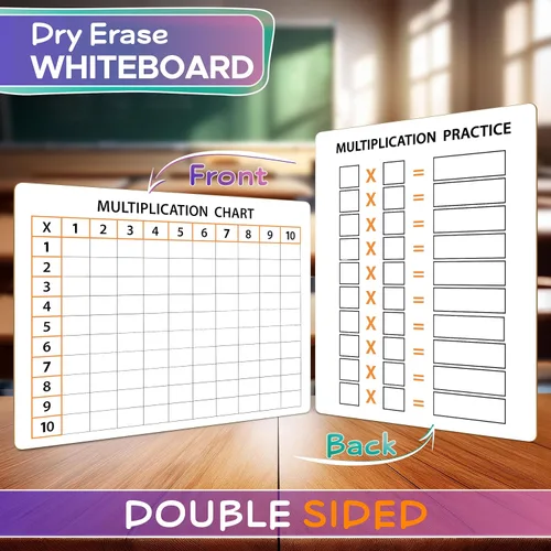 Vista 3 de SCRIBBLEDO Tabla de Multiplicación de Borrado en Seco Pizarra Blanca de 9" x 12" Tabla de Multiplicación de Doble Cara Tabla de Multiplicar