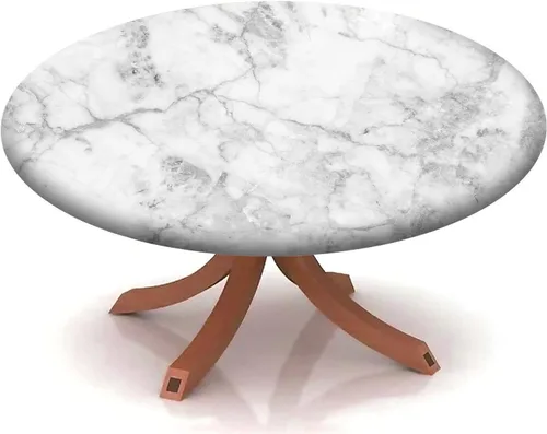 Vista 32 de Mantel redondo ajustable con patrón de mármol, borde elástico, adecuado para catering y cocina, se puede limpiar para mesas redondas de comedor
