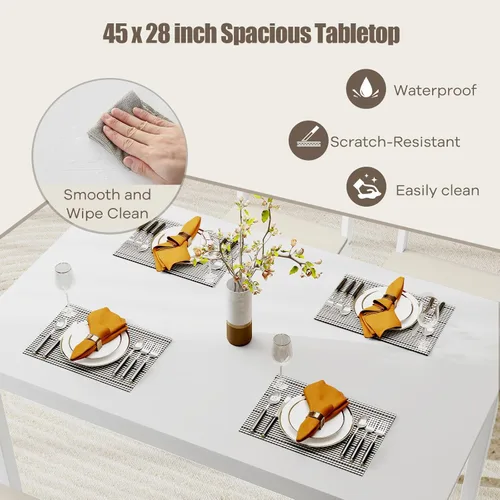 Vista 4 de NAFORT Juego de mesa de comedor de 5 piezas para 4, mesa de cocina de madera maciza de mediados de siglo moderno con 4 sillas de comedor tapizadas