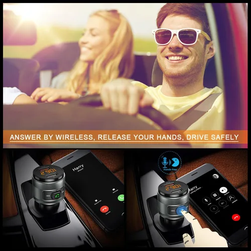 Vista 3 de Bluetooth 5.3 FM Transmitter for Car, 3.0 Wireless Bluetooth FM Radio Adapter Music Player FM Transmitter/Car Kit with Hands-Free Calling and 2 USB