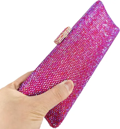 Vista 2 de Dazzling - Bolso de mano de cristal para mujer, de metal, rígido, para boda, fiesta, minaudiere