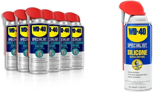 Vista 10 de WD-40 Specialist Spray de Grasa de Litio Blanco con Smart Straw que Rocía de 2 Formas, 10 OZ [Paquete de 6] & Specialist Lubricante Seco con Smart