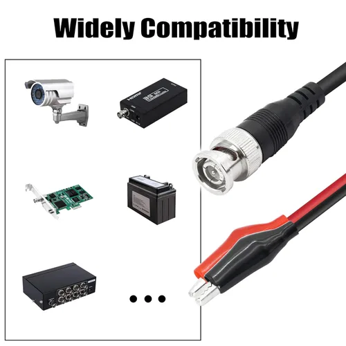 Vista 6 de YACSEJAO Cable de prueba de clip de cocodrilo doble BNC de 1M/3.3FT, BNC Q9 a cable de prueba de clip de cocodrilo doble conductores de sonda