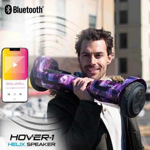 Vista 4 de Hover-1 Helix Patineta eléctrica autoequilibrante con velocidad máxima de 7MPH, autonomía de 4 millas, carga completa de 6 horas, altavoz Bluetooth