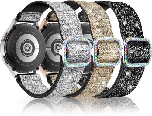 Vista 24 de LETOID Correas para Samsung Galaxy Watch para Mujeres, Correa de Nylon Elástica con Brillos Diseñada para Samsung Galaxy Watch 8/7/6/5/4/FE, Active