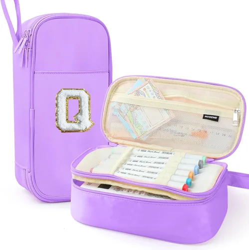 Vista 101 de Estuche Grande para Lápices, Bolsa de Lápices de Gran Capacidad, Bolsa de Lápices Personalizada con Inicial con Cremallera Suave, Múltiples