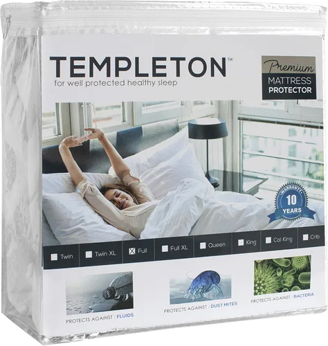 Templeton Protector de colchón impermeable hipoalergénico de alta calidad, tamaño matrimonial, color blanco