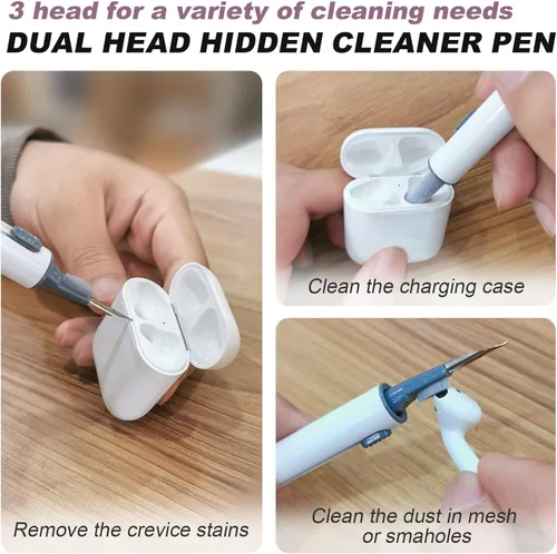 Vista 111 de Funda Protectora para AirPods 1/2, viene con kit de limpieza, funda protectora de silicona suave con hebilla, compatible con estuche de carga