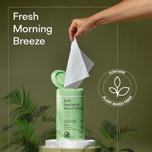 Vista 4 de Biopure Toallitas de manos antibacterianas Fresh Morning Breeze- Toallitas antibacterianas con fórmula de aloe y vitamina E Recipiente