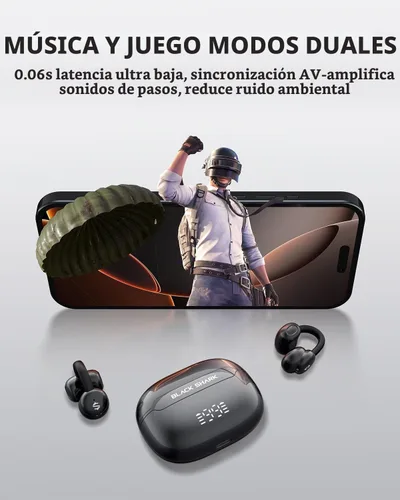 Vista 5 de Black Shark Auriculares con clip, auriculares abiertos, modos duales de música y juego, diseño ligero de pantalla digital de 0.18 onzas, llamadas