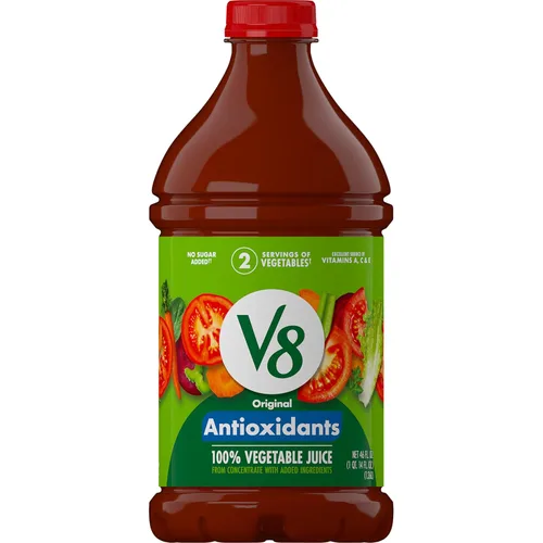 Vista 24 de V8 Jugo de verduras original bajo en sodio, 100% vegetal, botella de 46 onzas líquidas