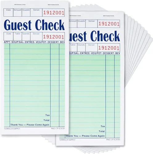 Vista 16 de [1000] Gorilla Supply - Mini libro de cheques de invitados de 3.4 x 5.04 pulgadas, bloc de notas de servidor para camarero y camarera, cheques