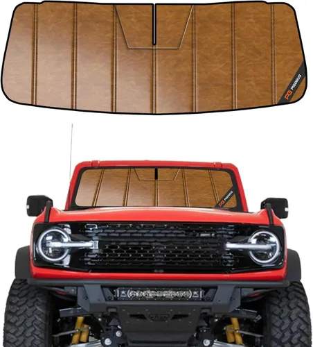 Pigenius Parasol para parabrisas para Ford Bronco 2021-2025, parasol de ventana frontal de ajuste personalizado, cuero