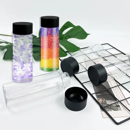 Vista 4 de Rainmae 24 Pcs Sensory Bottles with Lids, 10 oz/ 300 ml Leakproof Clear Plastic Water Bottles Reusable Empty Sensory Bottles for Sensory Crafts