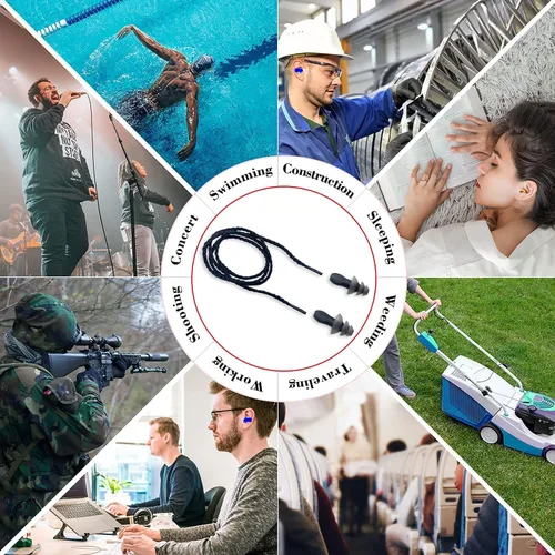 Vista 5 de Tapones para los oídos para dormir con cancelación de ruido, 16 pares de tapones reutilizables de silicona suave para los oídos, reducción de ruido